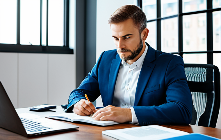 A professional individual in a modest business suit, sitting comfortably at a sleek, modern office desk, engaged in deep thought, surrounded by open books and a laptop displaying a vibrant data visualization. They have a focused yet serene expression, embodying a growth mindset and continuous learning. The background is a brightly lit, contemporary workspace with large windows showcasing a cityscape. The scene conveys innovation and dedication. Fully clothed, appropriate attire, professional dress, safe for work, appropriate content, perfect anatomy, correct proportions, natural pose, well-formed hands, proper finger count, natural body proportions, high-quality professional photography.
