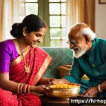 행복을 위한 인간관계의 중요성 - **Prompt: The Warmth of Shared Moments**
A multi-generational Indian family is gathered in a coz...